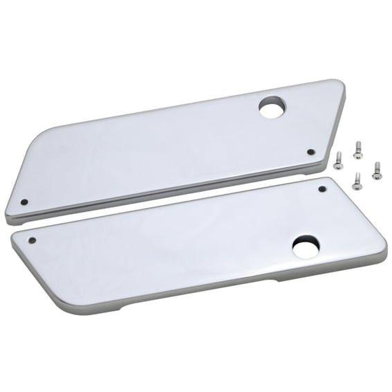 saddlebag latch cover set. Smooth. Chrome