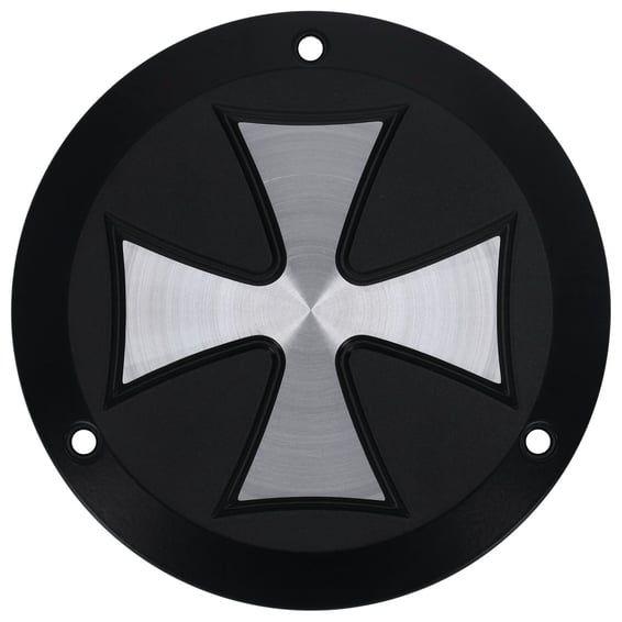 derby cover Maltese Cross. Black