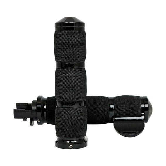 Avon air cushioned grips black anodized w/throttle boss