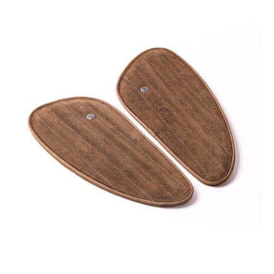 Trip Machine, Mini Classic leather tank pads. Tobacco suede