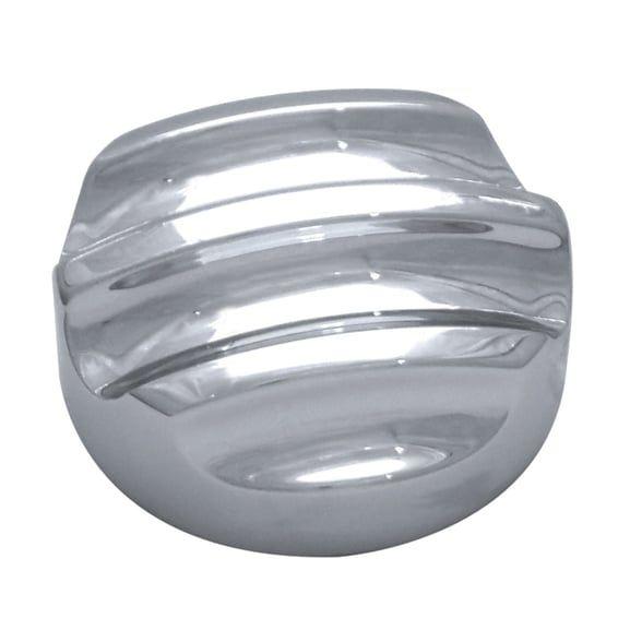 aluminum dipstick cover. Finned. Chrome