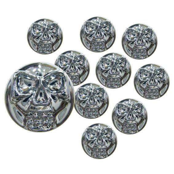 Chrome head bolt cover with skull