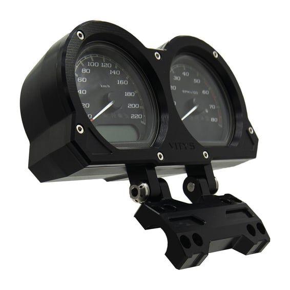 adjustable dual gauge holder. Black