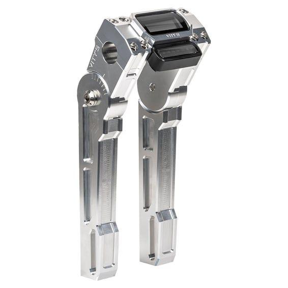 10" adjustable risers. Digital gauge. Silver