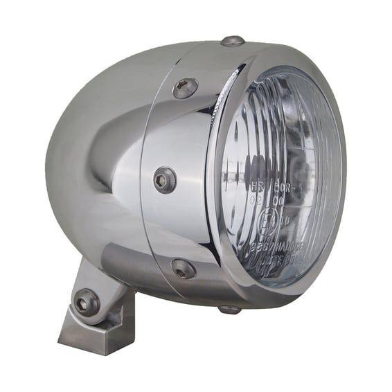 HKC, Retro 4-1/2" headlamp. Polished aluminum