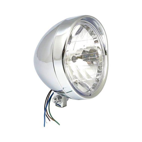 Cruiser 6-1/2" H4 headlamp. Bottom mount. Chrome