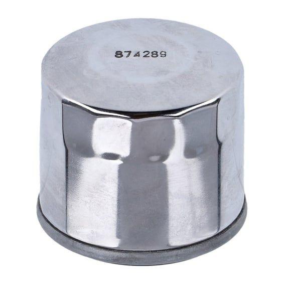 spin-on oil filter. Chrome