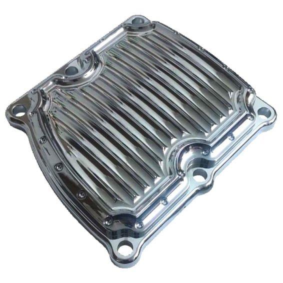 transmission top cover. Dimpled. Chrome