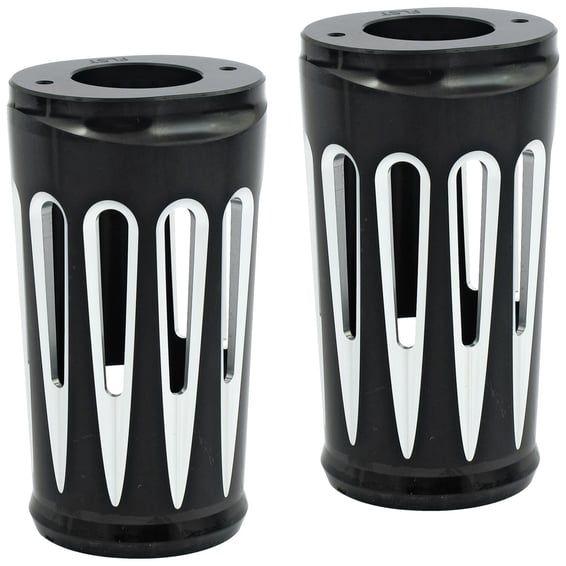 Deep Cut fork boots. Black contrast machined