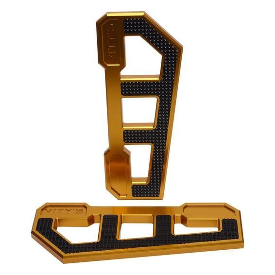Racing rider floorboards. Gold