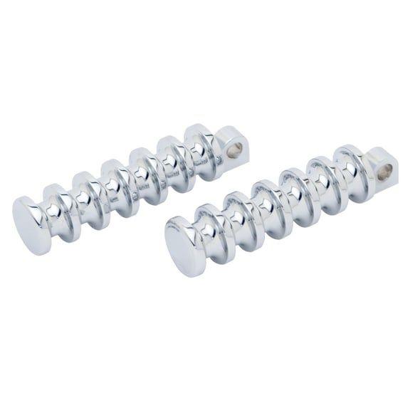 Finned foot pegs. Chrome