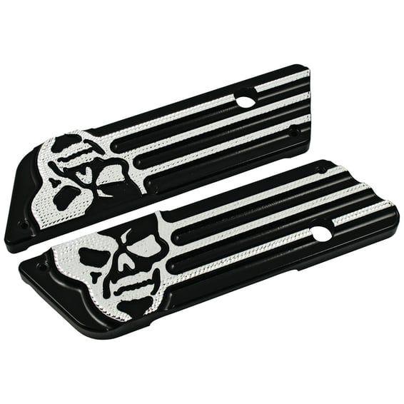 saddlebag latch cover set. Skull. Black DC