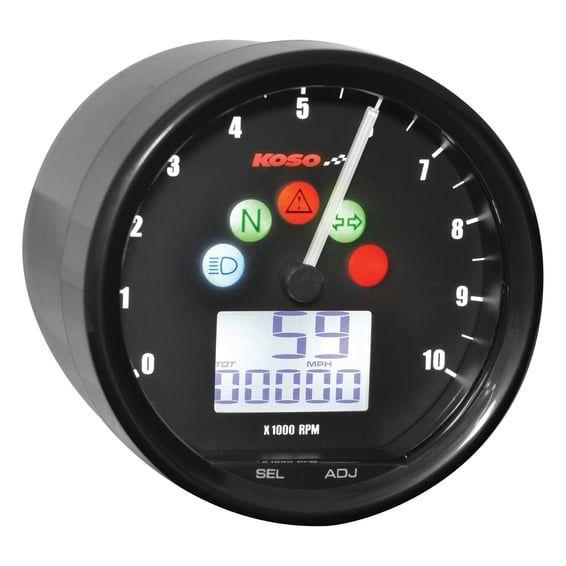 KOSO, D64 multifunctional speedo/tachometer. Black