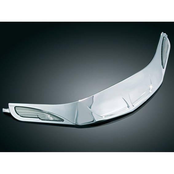 Windshield trim with turn signal accents, chrome