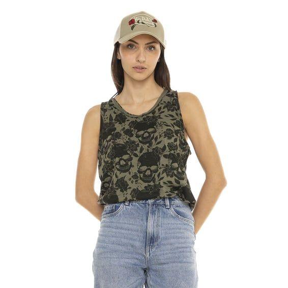 AOP Skull female top khaki