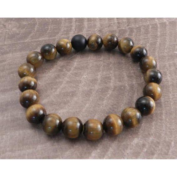 Tiger Eye Stone stretch bracelet brown