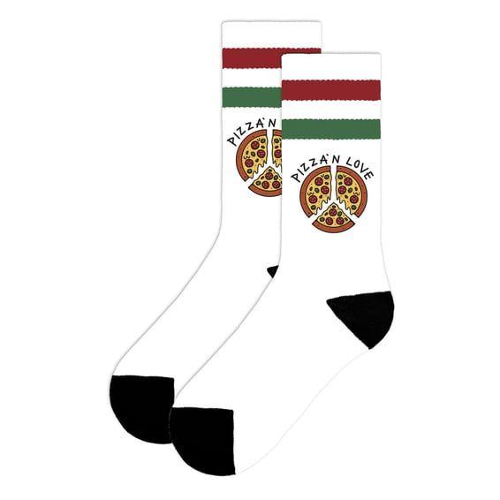 Pizza'n Love Mid High socks white