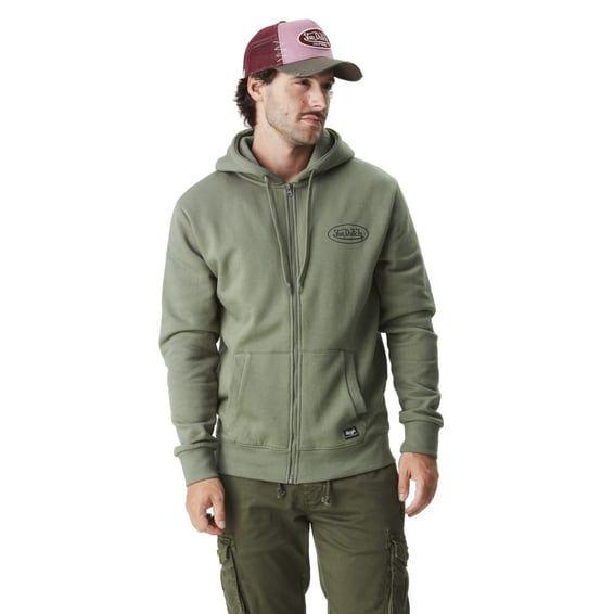 Logo zip hoodie khaki