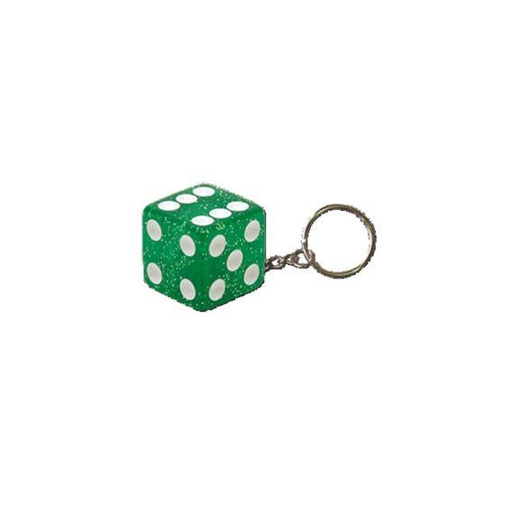 Triktopz Dice key chain green glitter