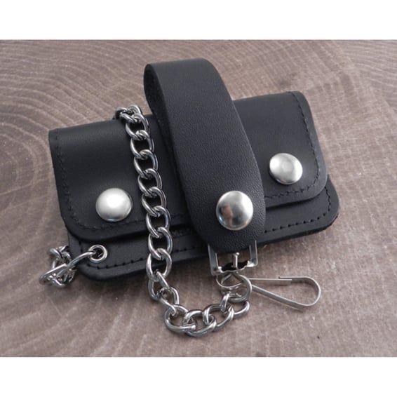 Black Leather Biker Chain Wallet Jr.