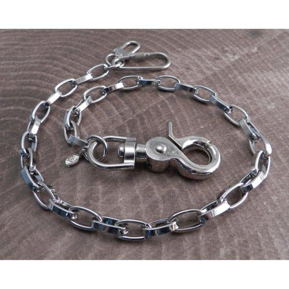 Modern Chrome Wallet Chain 16"
