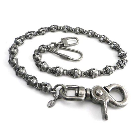 Flat Skull Pewter Wallet Chain 16"