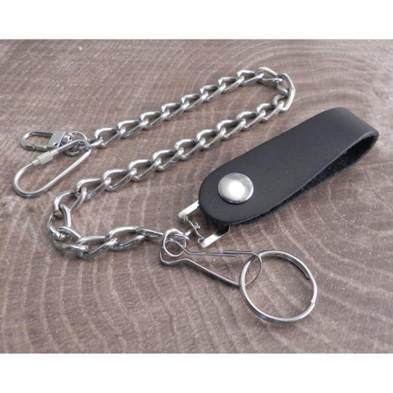 Leather Belt Loop Wallet Chain 16"