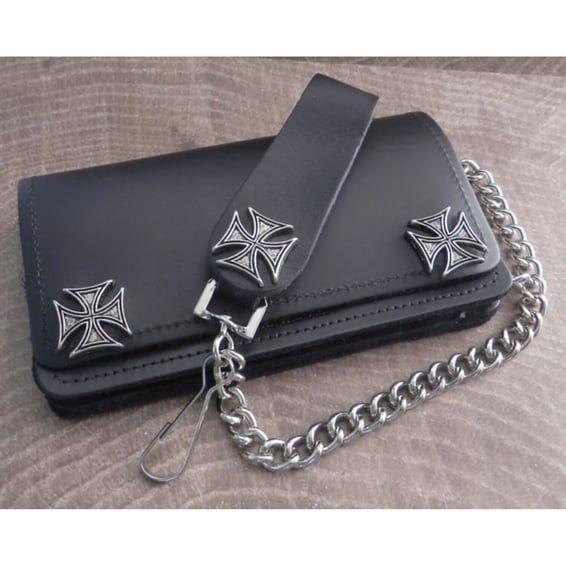 Black Leather Biker Chain Wallet