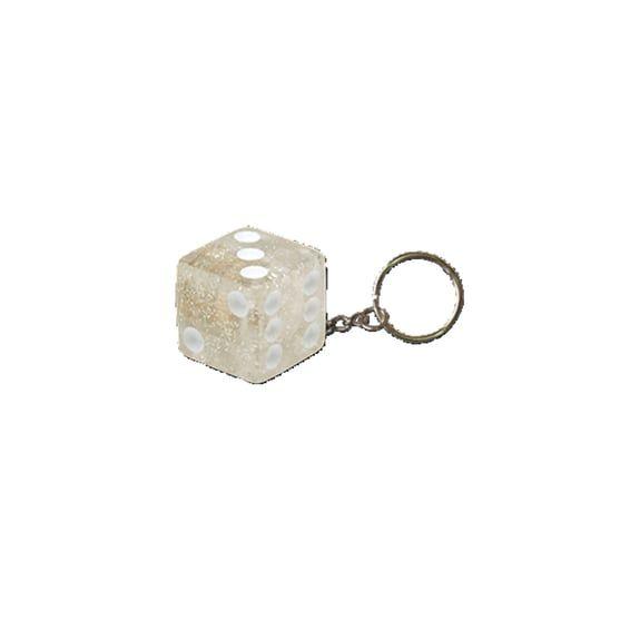 Triktopz Dice key chain clear glitter