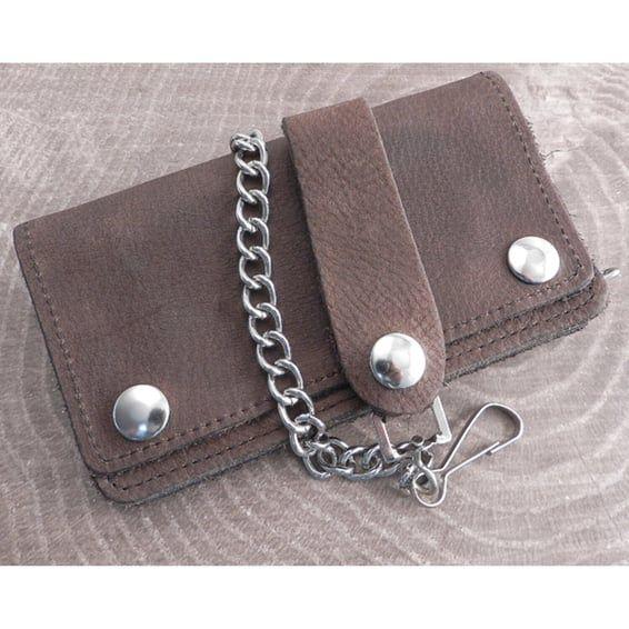 Chain Wallet Brown Leather Soft 6"
