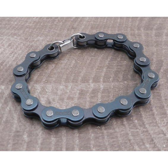 Black Bike Chain Bracelet 8"