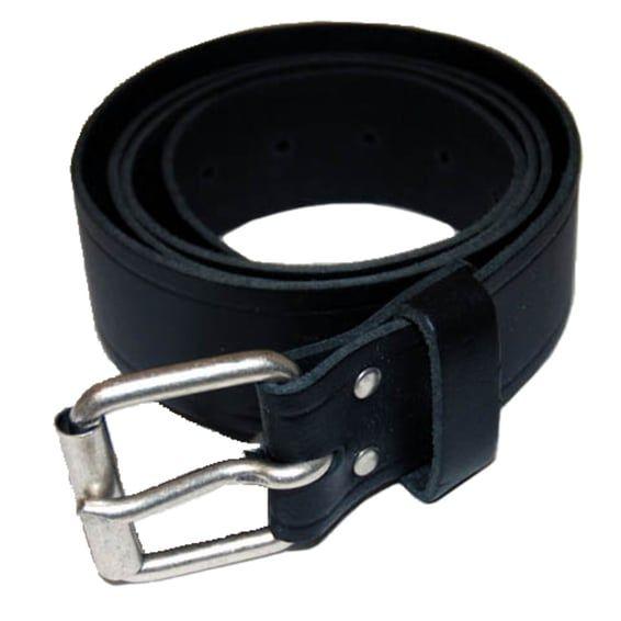 Leather belt with buckle black