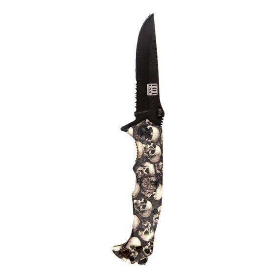 Knife skull & clip black ivory