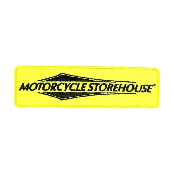 Motorcycle storehouse, logo patch. Yellow