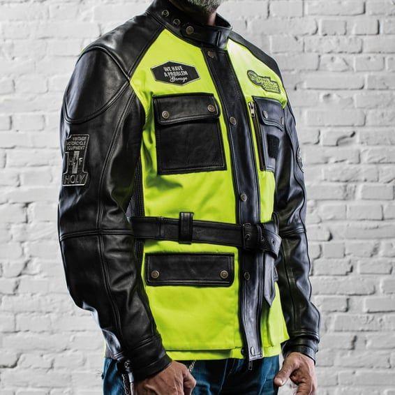 Quattro Vision leather jacket black/fluo yellow
