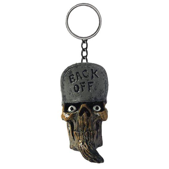key chain Back Off Skull Head