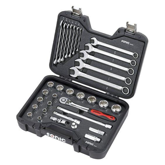 combination socket/wrench set 1/2'', 34-piece. US/SAE