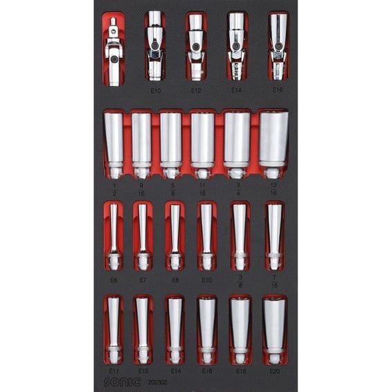3/8" drive Deep socket set. 23-piece. US/SAE sizes