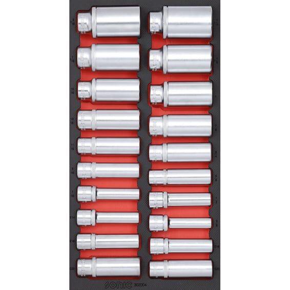 1/2" drive Deep socket set. 20-piece. US/SAE sizes