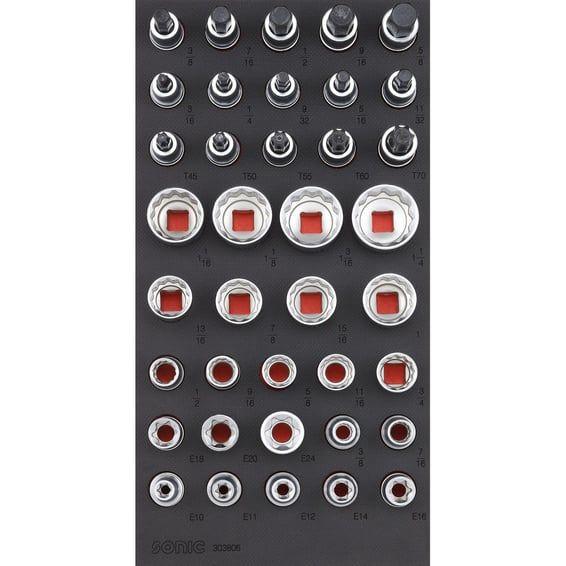 1/2" drive socket & bit set. 38-piece. US/SAE sizes