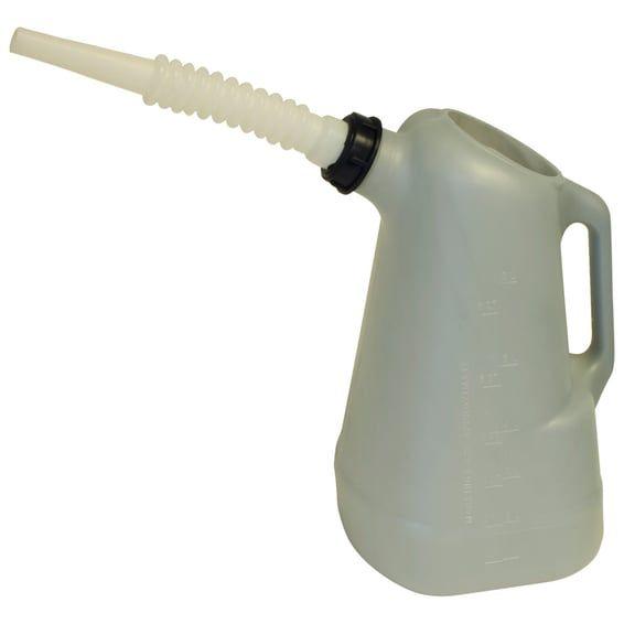 6 quart oil filler can. White spout