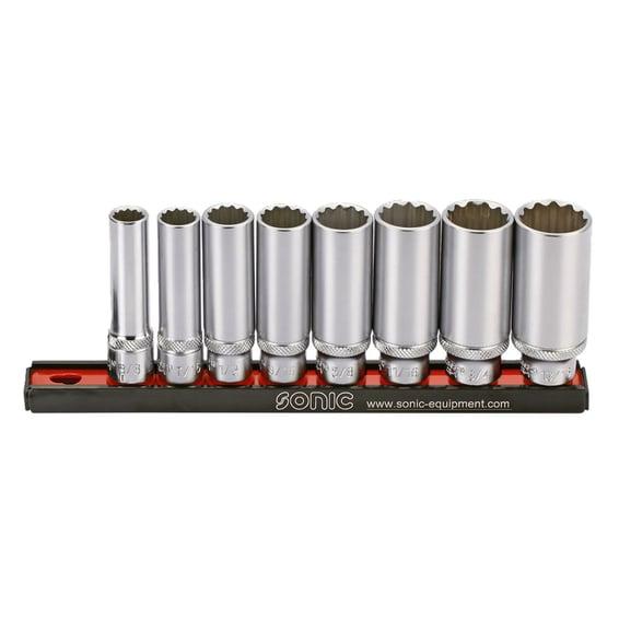 deep socket rail set 3/8". 8-piece. US/SAE