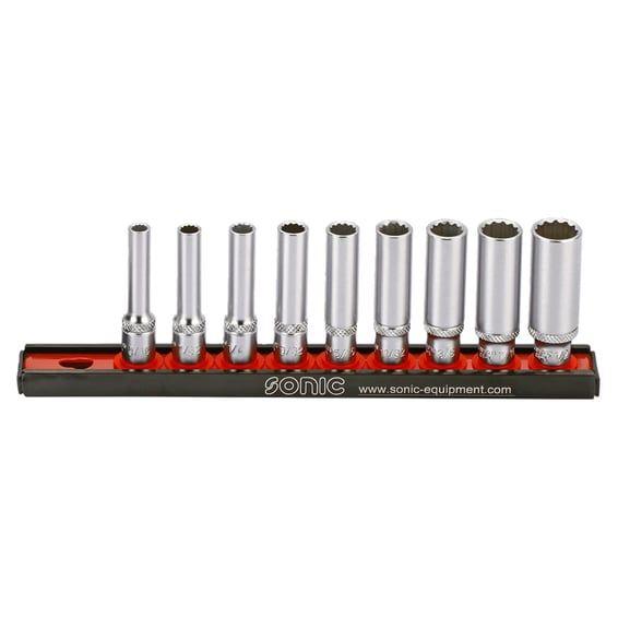 deep socket rail set 1/4", 9-piece. US/SAE