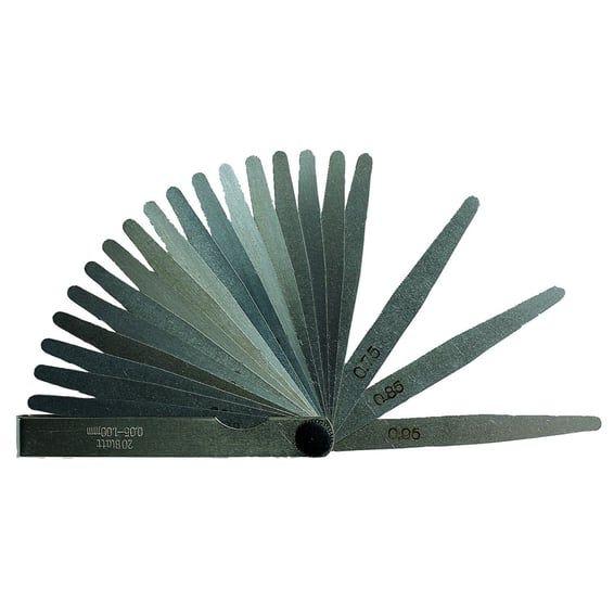 precision feeler gauge set. 8-piece. 0.03 to 0.10mm