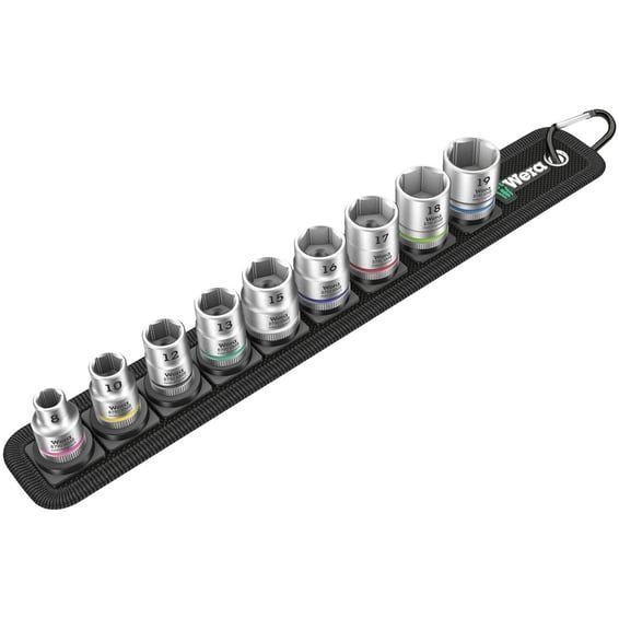 socket belt with 3/8" drive hex sockets - Metric