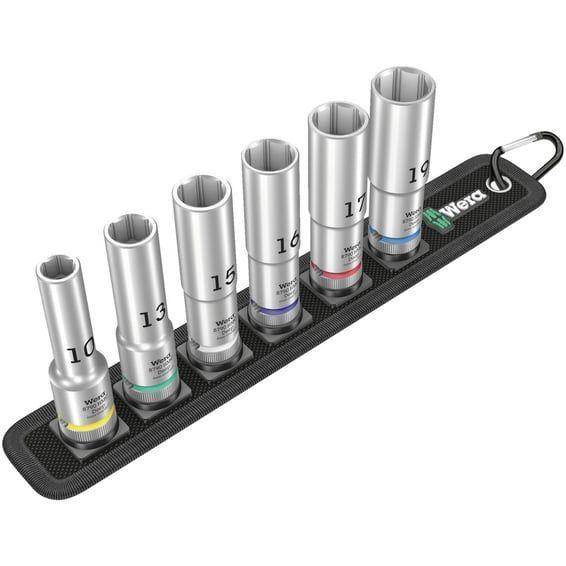 socket belt with 1/2" drive hex deep sockets - Metric