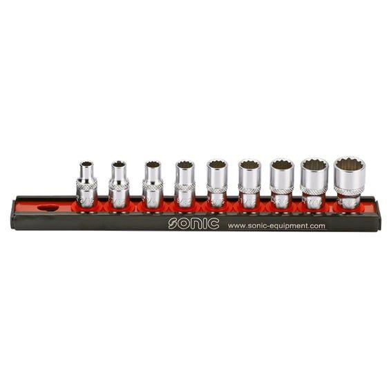 socket rail set 1/4", 9-piece. US/SAE