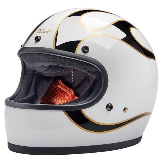 Gringo helmet gloss white/black flames