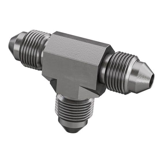 Male T-fitting. Highly polished stainless steel