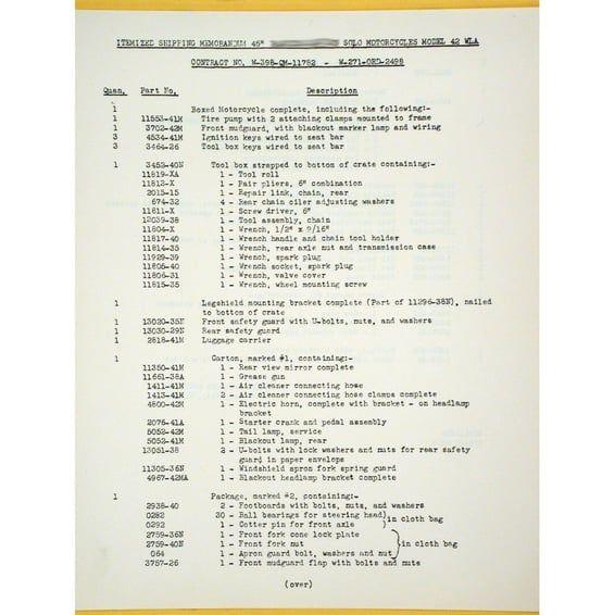 Assy/uncrating procedure 1942 WLA